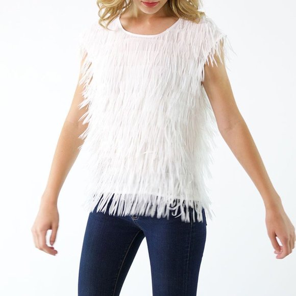 Zero Degrees Celsius Fringe Tier Scoop Neck Top - Picture 1 of 5